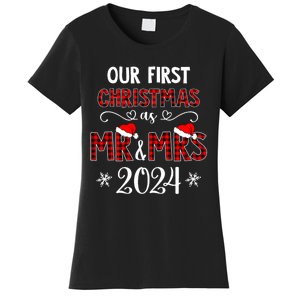 Couple Wife Husband Xmas Our First Christmas As Mr Mrs 2024 Women's T-Shirt