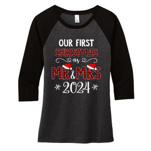 Couple Wife Husband Xmas Our First Christmas As Mr Mrs 2024 Women's Tri-Blend 3/4-Sleeve Raglan Shirt