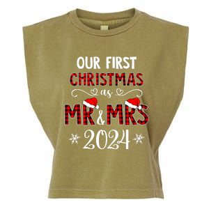 Couple Wife Husband Xmas Our First Christmas As Mr Mrs 2024 Garment-Dyed Women's Muscle Tee