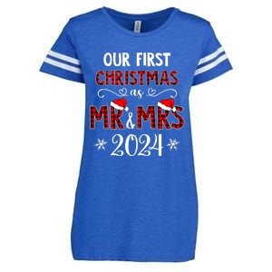 Couple Wife Husband Xmas Our First Christmas As Mr Mrs 2024 Enza Ladies Jersey Football T-Shirt