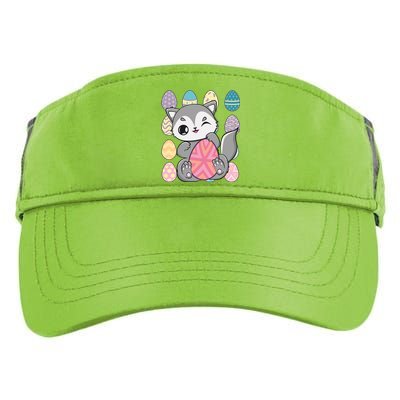 Cute Wolf Hunts Eggs For Easter Day Gift Adult Drive Performance Visor