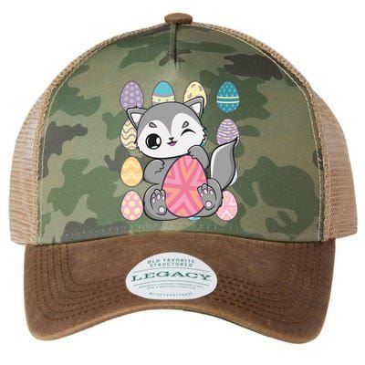 Cute Wolf Hunts Eggs For Easter Day Gift Legacy Tie Dye Trucker Hat