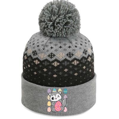 Cute Wolf Hunts Eggs For Easter Day Gift The Baniff Cuffed Pom Beanie