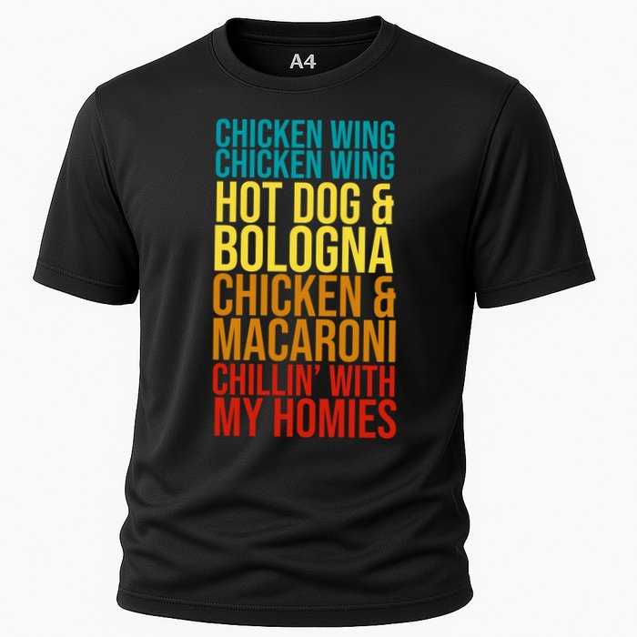Chicken Wing Hot Dog Macaroni and Chilin With My Homies Cooling Performance Crew T-Shirt