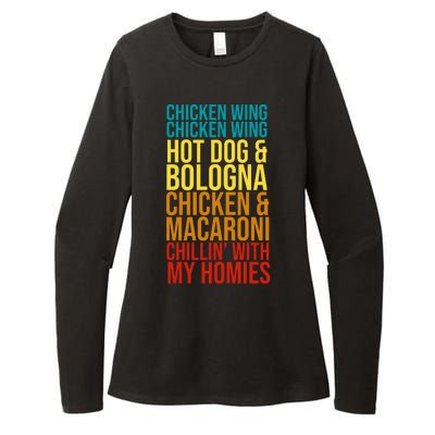 Chicken Wing Hot Dog Macaroni and Chilin With My Homies Womens CVC Long Sleeve Shirt