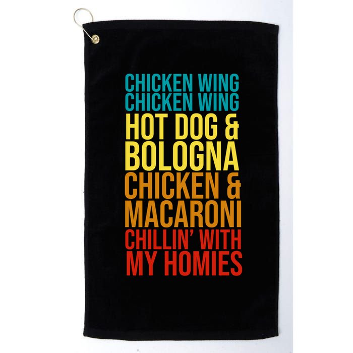 Chicken Wing Hot Dog Macaroni and Chilin With My Homies Golf Towel