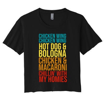Chicken Wing Hot Dog Macaroni and Chilin With My Homies Crop Top