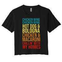 Chicken Wing Hot Dog Macaroni and Chilin With My Homies Women's Crop Top Tee