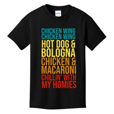 Chicken Wing Hot Dog Macaroni and Chilin With My Homies Kids T-Shirt