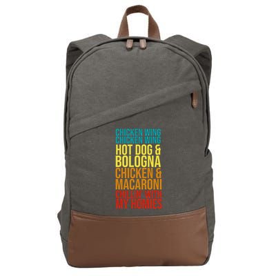 Chicken Wing Hot Dog Macaroni and Chilin With My Homies Cotton Canvas Backpack