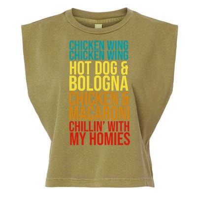 Chicken Wing Hot Dog Macaroni and Chilin With My Homies Garment-Dyed Women's Muscle Tee