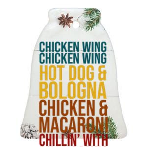 Chicken Wing Hot Dog Macaroni and Chilin With My Homies Ceramic Bell Ornament