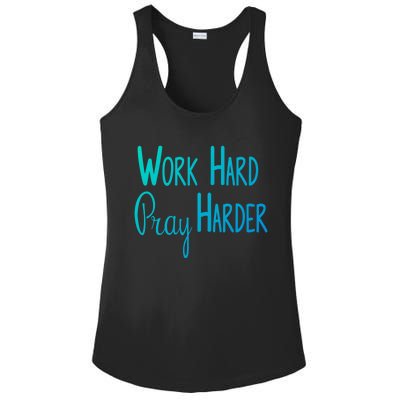 Christian Work Hard Pray Harder Gift Ladies PosiCharge Competitor Racerback Tank