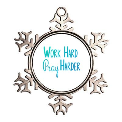 Christian Work Hard Pray Harder Gift Metallic Star Ornament