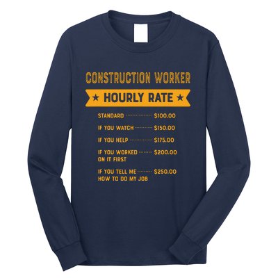 Construction Worker Hourly Rate Labour Day Foreman Long Sleeve Shirt