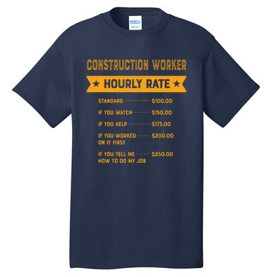 Construction Worker Hourly Rate Labour Day Foreman Tall T-Shirt