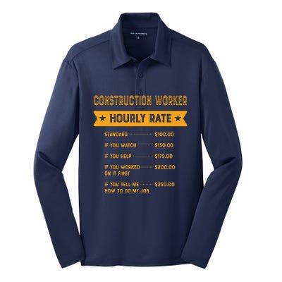 Construction Worker Hourly Rate Labour Day Foreman Silk Touch Performance Long Sleeve Polo