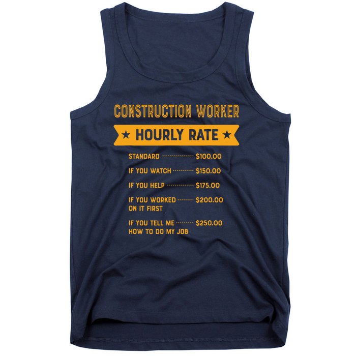 Construction Worker Hourly Rate Labour Day Foreman Tank Top