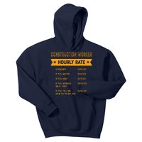 Construction Worker Hourly Rate Labour Day Foreman Kids Hoodie