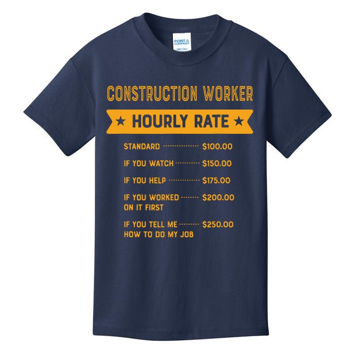 Construction Worker Hourly Rate Labour Day Foreman Kids T-Shirt