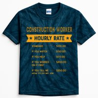 Construction Worker Hourly Rate Labour Day Foreman Kids Tie-Dye T-Shirt