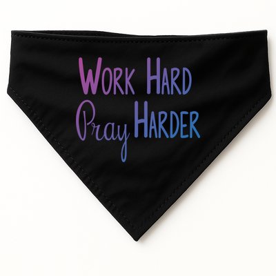 Christian Work Hard Pray Harder Gift USA-Made Doggie Bandana