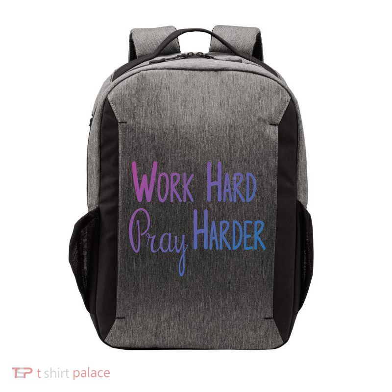 Christian Work Hard Pray Harder Gift Vector Backpack