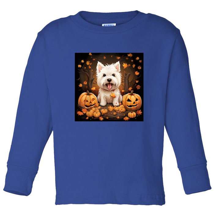 Cute Westie Halloween Gift Toddler Long Sleeve Shirt