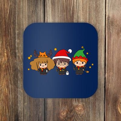 Cute Wizards Hogwarts Christmas Xmas Holiday Coaster