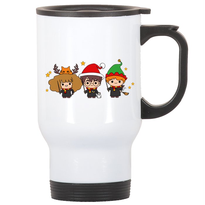 Cute Wizards Hogwarts Christmas Xmas Holiday Stainless Steel Travel Mug