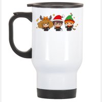 Cute Wizards Hogwarts Christmas Xmas Holiday Stainless Steel Travel Mug