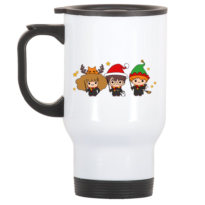 Cute Wizards Hogwarts Christmas Xmas Holiday Stainless Steel Travel Mug