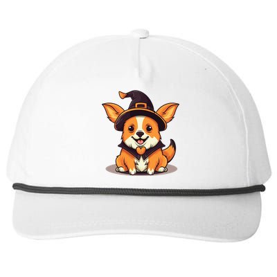 Corgi Witch Halloween Corgi Meaningful Gift Snapback Five-Panel Rope Hat