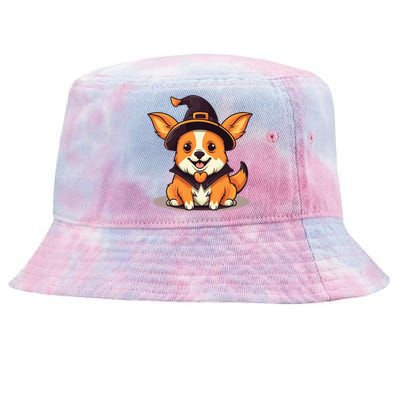 Corgi Witch Halloween Corgi Meaningful Gift Tie-Dyed Bucket Hat