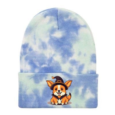 Corgi Witch Halloween Corgi Meaningful Gift Tie Dye 12in Knit Beanie