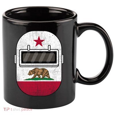 California Welders Helmet California Flag Welding Fabricator Funny Gift 11oz C Handle Ceramic Mug
