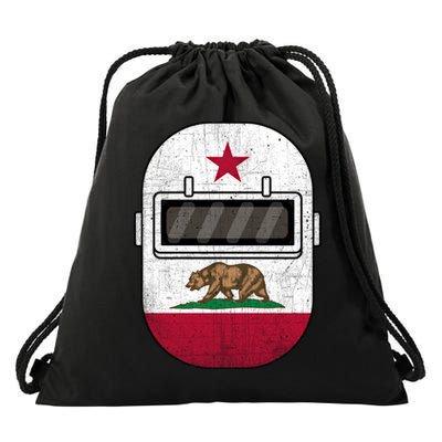 California Welders Helmet California Flag Welding Fabricator Funny Gift Drawstring Bag