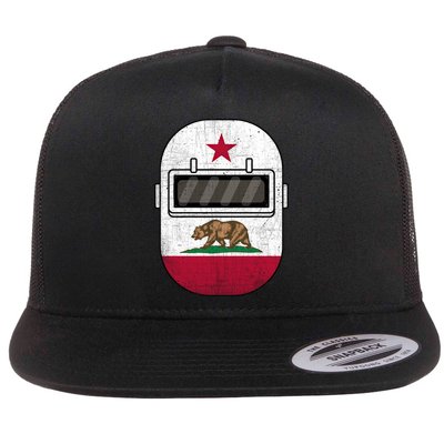 California Welders Helmet California Flag Welding Fabricator Funny Gift Flatbill Hat