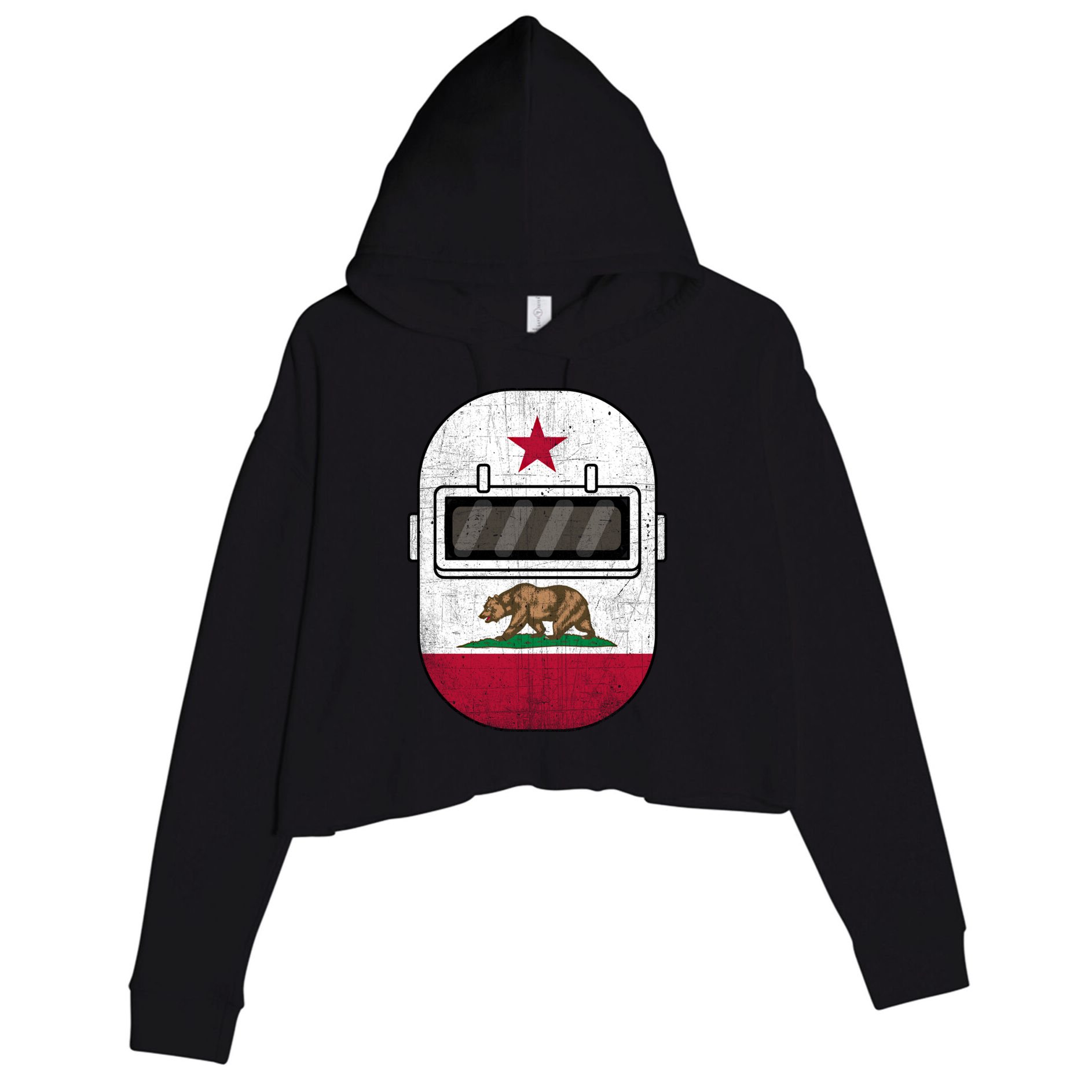 California Welders Helmet California Flag Welding Fabricator Funny Gift Crop Fleece Hoodie