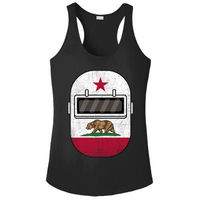California Welders Helmet California Flag Welding Fabricator Funny Gift Ladies PosiCharge Competitor Racerback Tank