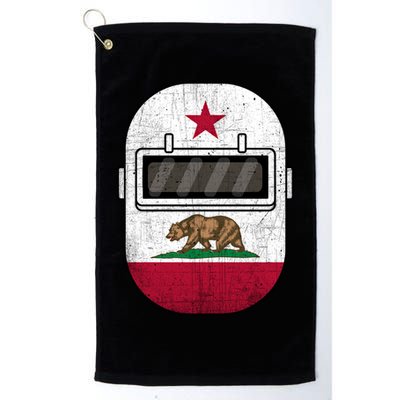 California Welders Helmet California Flag Welding Fabricator Funny Gift Golf Towel