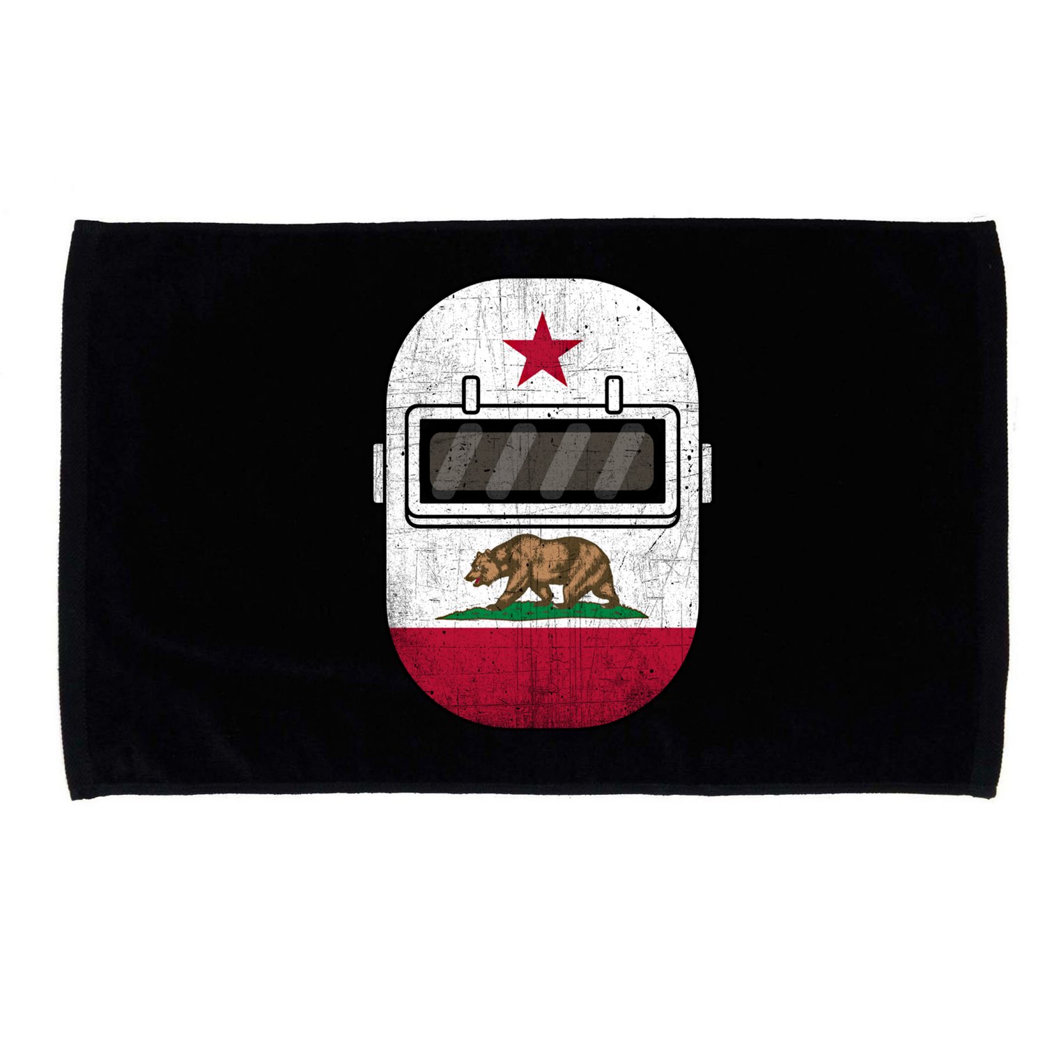 California Welders Helmet California Flag Welding Fabricator Funny Gift Microfiber Hand Towel
