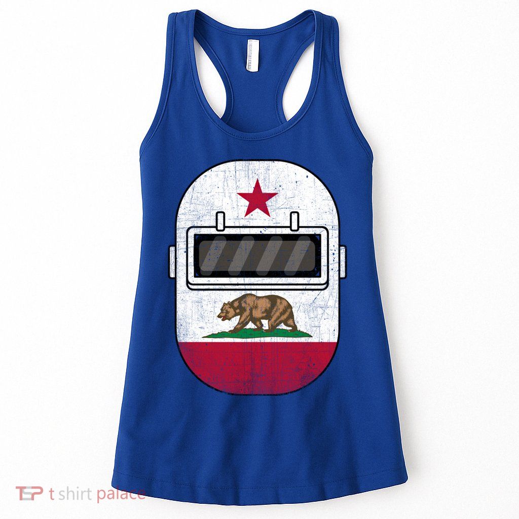 California Welders Helmet California Flag Welding Fabricator Funny Gift Womens Tank Top