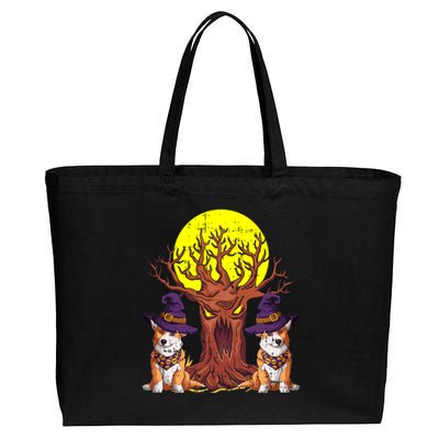 Corgi Witch Hat Halloween Costume Dog Lover Cute Gift Cotton Canvas Jumbo Tote