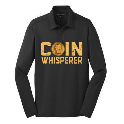 Coin Whisperer Humor Metal Detecting Treasure Hunt Hunter Silk Touch Performance Long Sleeve Polo