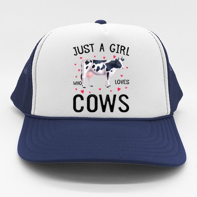 Cow With Hearts Graphic Just A Girl Who Loves Cows Gift Trucker Hat