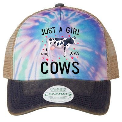 Cow With Hearts Graphic Just A Girl Who Loves Cows Gift Legacy Tie Dye Trucker Hat