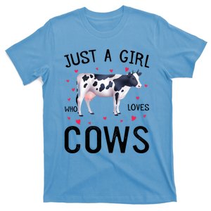 Cow With Hearts Graphic Just A Girl Who Loves Cows Gift T-Shirt