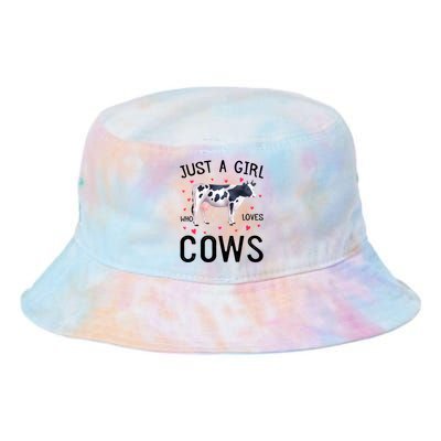 Cow With Hearts Graphic Just A Girl Who Loves Cows Gift Tie Dye Newport Bucket Hat