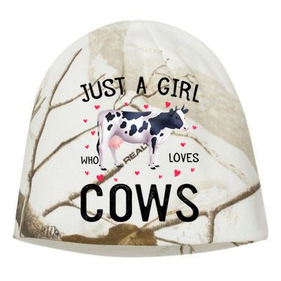 Cow With Hearts Graphic Just A Girl Who Loves Cows Gift Kati - Camo Knit Beanie